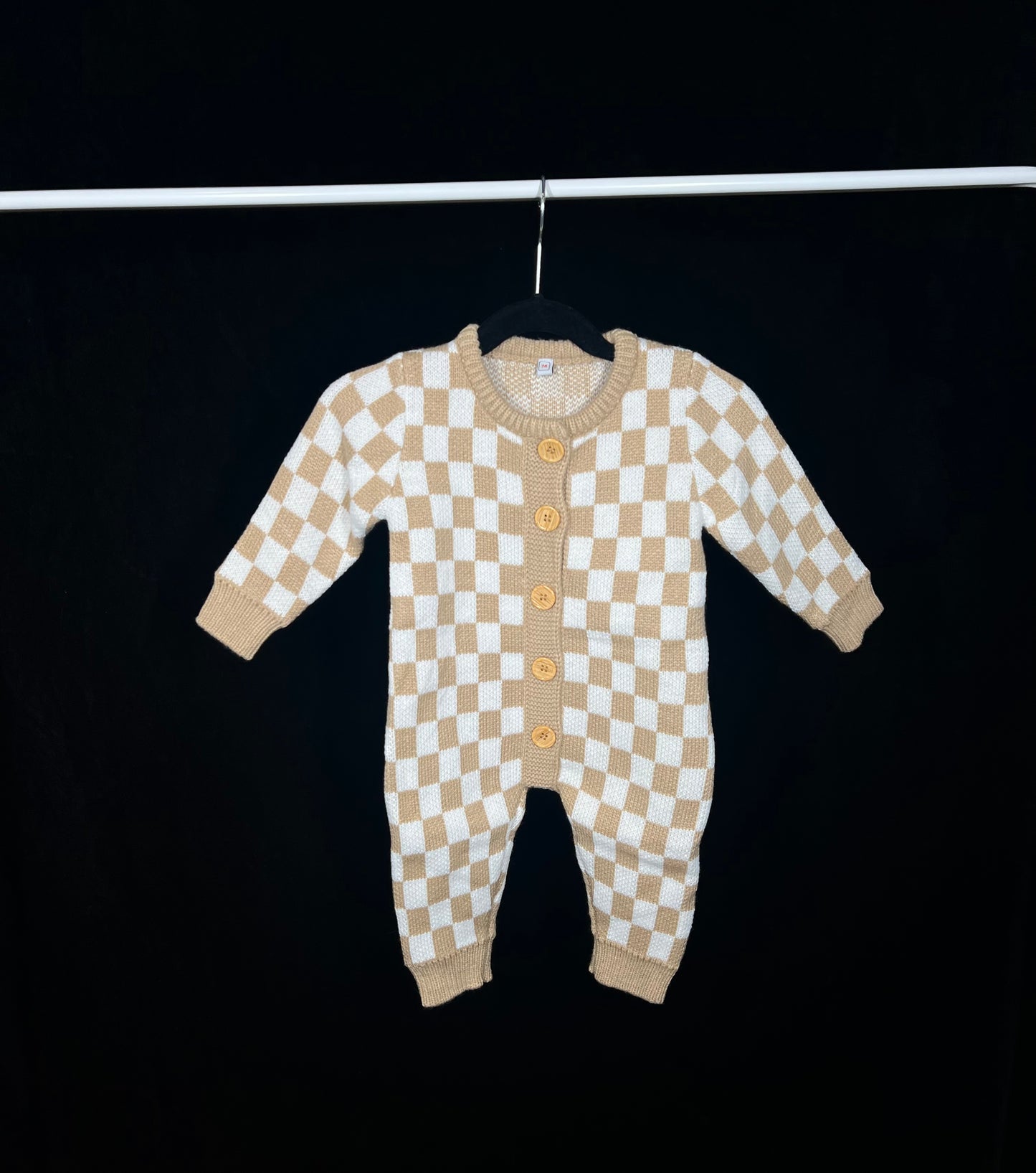 Knit checkered onesie