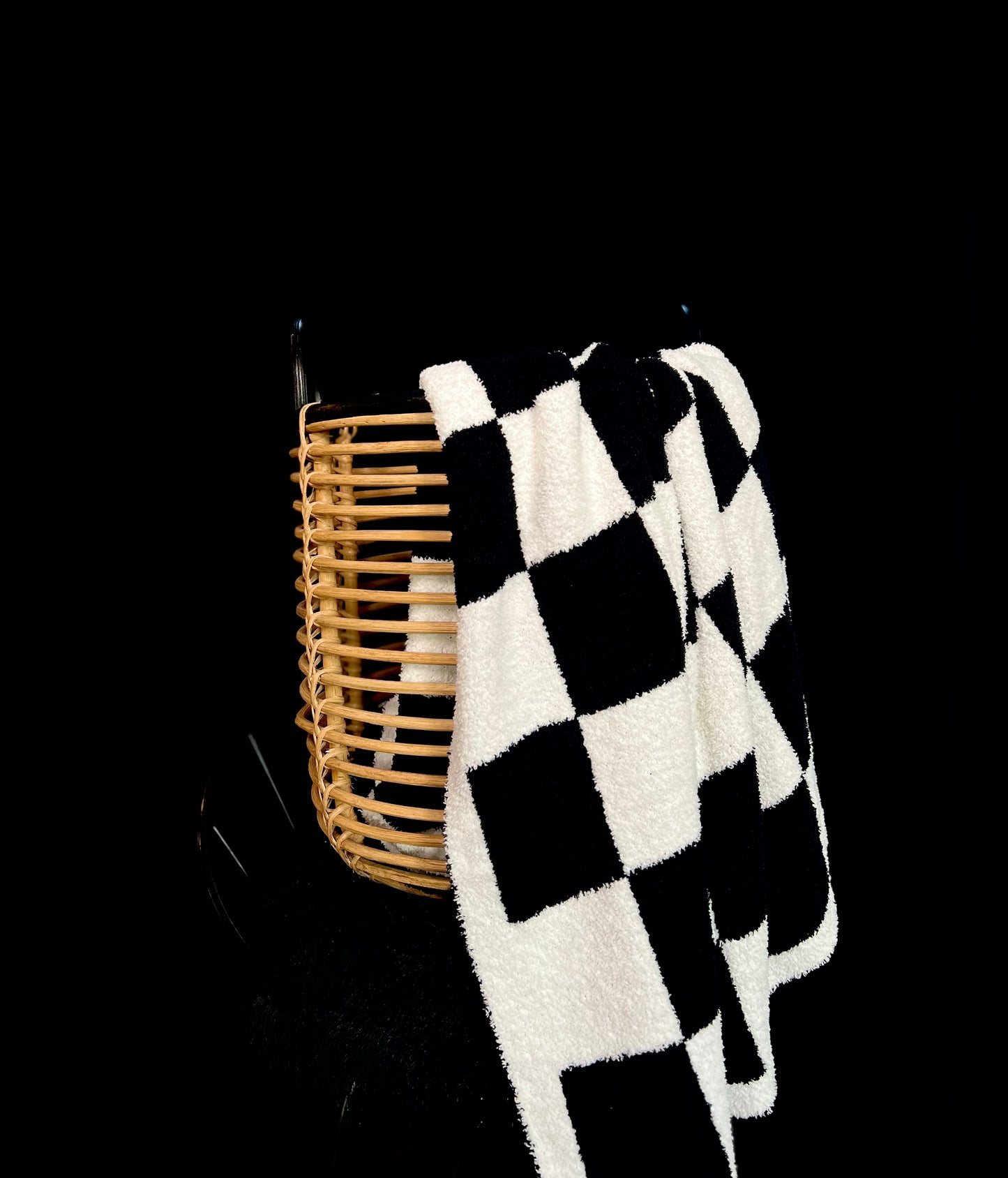 Black and white checkered blanket