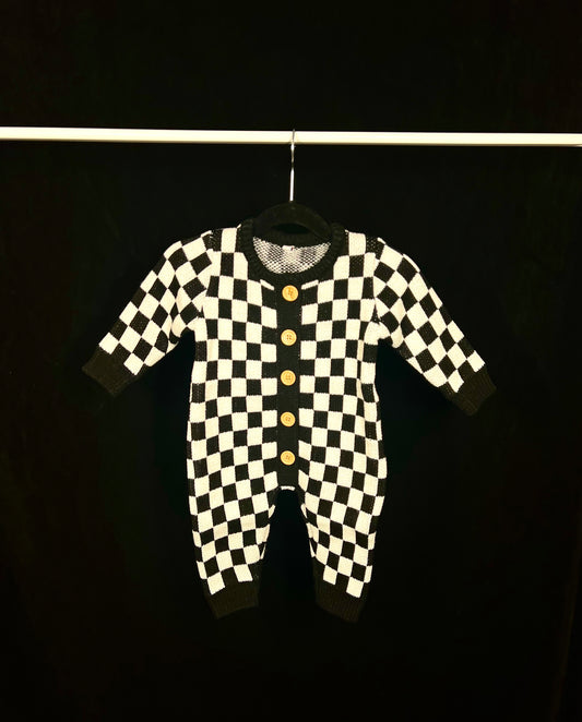 Knit checkered onesie